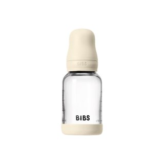 BIBS BUTELKA SZKLANA ze smoczkiem antykolkowym z kauczuku naturalnego, pojemność 120 ml, IVORY