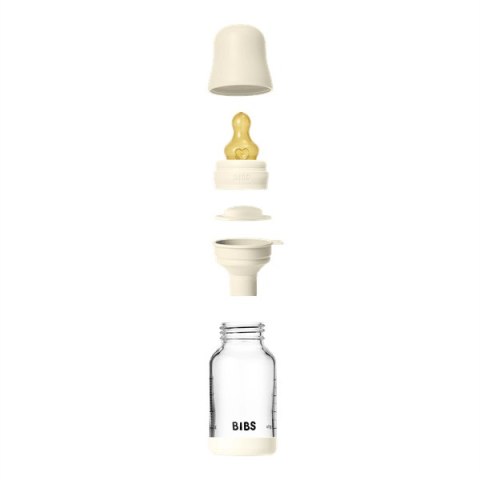 BIBS BUTELKA SZKLANA ze smoczkiem antykolkowym z kauczuku naturalnego, pojemność 120 ml, IVORY BIBS BUTELKA SZKLANA ze smoczkiem antykolkowym z kauczuku naturalnego, pojemność 120 ml, IVORY