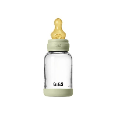 BIBS BUTELKA SZKLANA ze smoczkiem antykolkowym z kauczuku naturalnego, pojemność 120 ml, SAGE BIBS BUTELKA SZKLANA ze smoczkiem antykolkowym z kauczuku naturalnego, pojemność 120 ml, SAGE