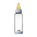 BIBS BUTELKA SZKLANA ze smoczkiem antykolkowym z kauczuku naturalnego, pojemność 240 ml, BABY BLUE BIBS BUTELKA SZKLANA ze smoczkiem antykolkowym z kauczuku naturalnego, pojemność 240 ml, BABY BLUE