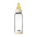 BIBS BUTELKA SZKLANA ze smoczkiem antykolkowym z kauczuku naturalnego, pojemność 240 ml, IVORY BIBS BUTELKA SZKLANA ze smoczkiem antykolkowym z kauczuku naturalnego, pojemność 240 ml, IVORY