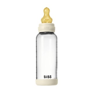BIBS BUTELKA SZKLANA ze smoczkiem antykolkowym z kauczuku naturalnego poj 240 ml IVORY