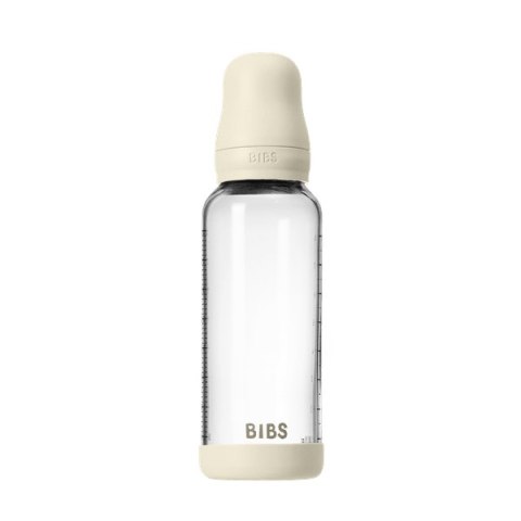 BIBS BUTELKA SZKLANA ze smoczkiem antykolkowym z kauczuku naturalnego, pojemność 240 ml, IVORY BIBS BUTELKA SZKLANA ze smoczkiem antykolkowym z kauczuku naturalnego, pojemność 240 ml, IVORY