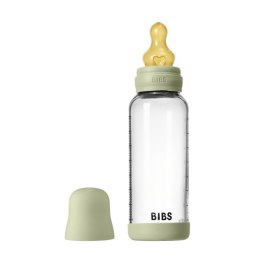 BIBS BUTELKA SZKLANA ze smoczkiem antykolkowym z kauczuku naturalnego, pojemność 240 ml, SAGE
