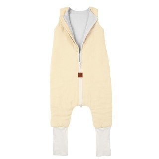Hi Little One śpiworek dwustronny z nogawkami TOG 1,5 BIO muślin SLIM BAG CREAM/WHITE roz M