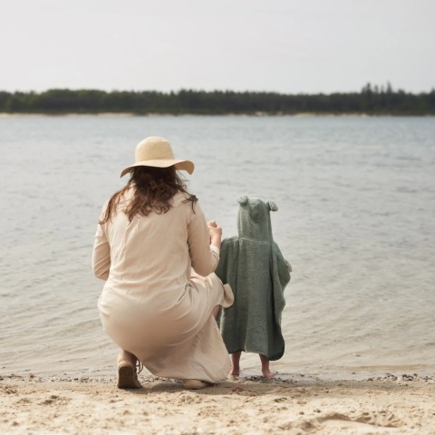 Ręcznik ponczo kąpielowe z kapturem 65x62 cm Króliczek morskie Jollein