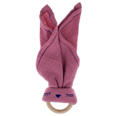 Hi Little One - Przytulanka dou dou z gryzakiem SLEEPY BUNNY z organicznej BIO bawełny Baby Pink Dark Hi Little One - Przytulanka dou dou z gryzakiem SLEEPY BUNNY z organicznej BIO bawełny Baby Pink Dark