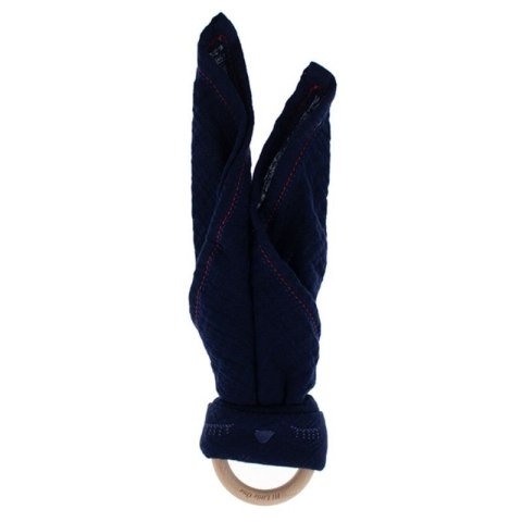 Hi Little One - Przytulanka dou dou z gryzakiem SLEEPY BUNNY z organicznej BIO bawełny Navy Hi Little One - Przytulanka dou dou z gryzakiem SLEEPY BUNNY z organicznej BIO bawełny Navy