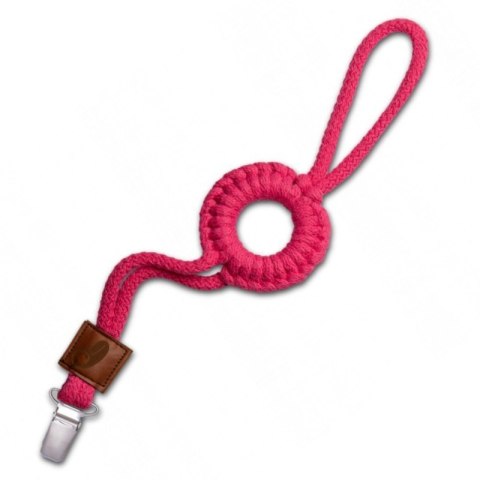 Hi Little One - sznurkowa zawieszka z kółkiem do smoczka Pacifier holder with RING Raspberry Hi Little One - sznurkowa zawieszka z kółkiem do smoczka Pacifier holder with RING Raspberry