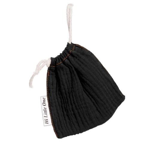 Hi Little One woreczek na smoczek BIO muślin Black Hi Little One woreczek na smoczek BIO muślin Black