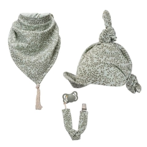 Hi Little One zawieszka do smoczka BOHO LEAF Mint Pom Pom Hi Little One zawieszka do smoczka BOHO LEAF Mint Pom Pom