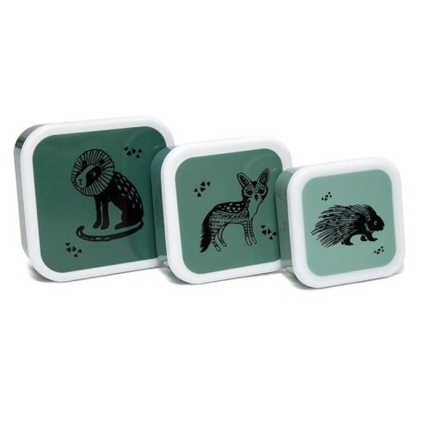 Petit Monkey - 3 śniadaniówki lunchboxy Black Animals Salie Petit Monkey - 3 śniadaniówki lunchboxy Black Animals Salie