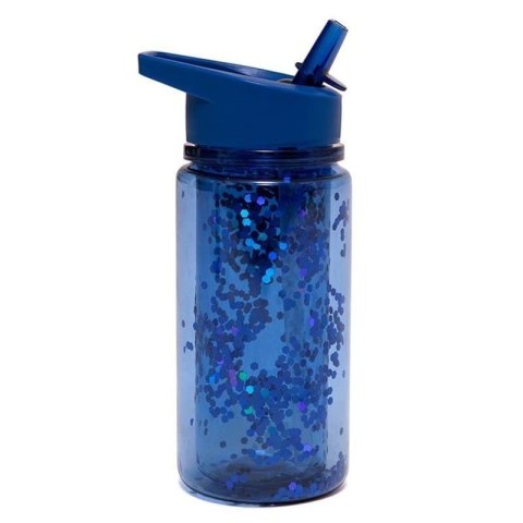 Petit Monkey - Bidon transparentny ze składanym ustnikiem GLITTER Night Blue Petit Monkey - Bidon transparentny ze składanym ustnikiem GLITTER Night Blue