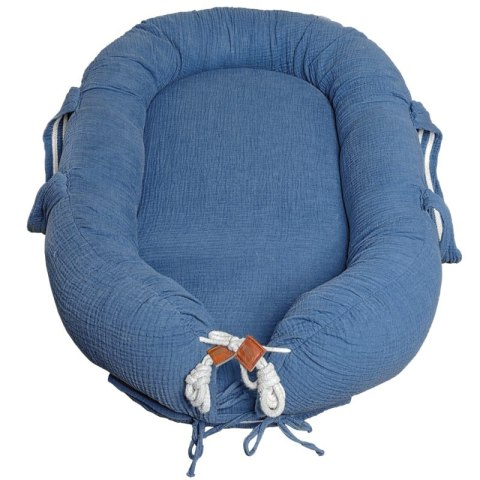 Hi Little One kokon gniazdko dla Noworodka z organicznego oddychającego BIO muślinu Jeans Hi Little One kokon gniazdko dla Noworodka z organicznego oddychającego BIO muślinu Jeans