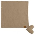 Hi Little One pieluszka, przytulanka doudou z zawieszką na smoczek BIO muślin HEART Beige Hi Little One pieluszka, przytulanka doudou z zawieszką na smoczek BIO muślin HEART Beige