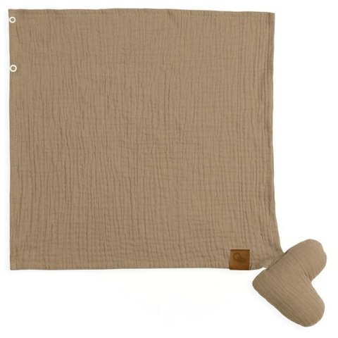 Hi Little One pieluszka, przytulanka doudou z zawieszką na smoczek BIO muślin HEART Beige Hi Little One pieluszka, przytulanka doudou z zawieszką na smoczek BIO muślin HEART Beige