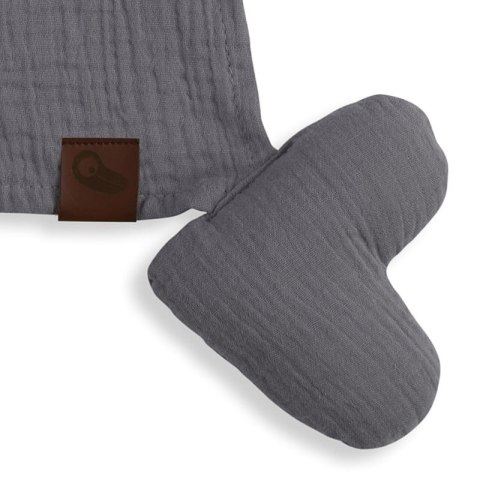 Hi Little One pieluszka, przytulanka doudou z zawieszką na smoczek BIO muślin HEART Grey Hi Little One pieluszka, przytulanka doudou z zawieszką na smoczek BIO muślin HEART Grey