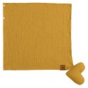 Hi Little One pieluszka, przytulanka doudou z zawieszką na smoczek BIO muślin HEART Mustard Hi Little One pieluszka, przytulanka doudou z zawieszką na smoczek BIO muślin HEART Mustard