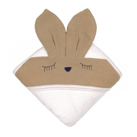 Hi Little One ręcznik okrycie kąpielowe z kapturem 100x100 cm SLEEPY BUNNY Beige Hi Little One ręcznik okrycie kąpielowe z kapturem 100x100 cm SLEEPY BUNNY Beige