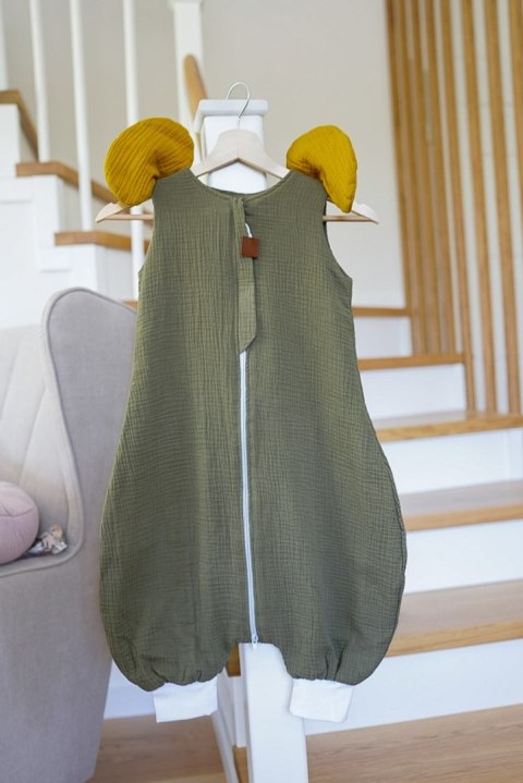 Hi Little One śpiworek do spania z nogawkami dla Niemowlaka TOG 1,0 BIO muślin ELEPHANT Green Hunter/Mustard roz S Hi Little One śpiworek do spania z nogawkami dla Niemowlaka TOG 1,0 BIO muślin ELEPHANT Green Hunter/Mustard roz S