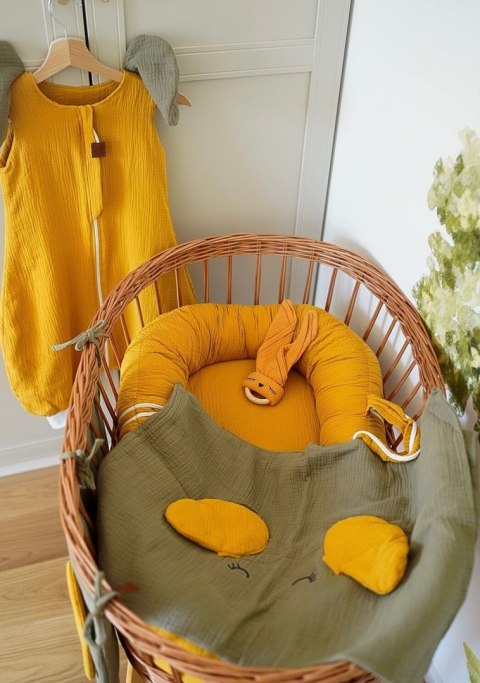 Hi Little One śpiworek do spania z nogawkami dla Niemowlaka TOG 1,0 BIO muślin ELEPHANT Mustard/Green Hunter roz S Hi Little One śpiworek do spania z nogawkami dla Niemowlaka TOG 1,0 BIO muślin ELEPHANT Mustard/Green Hunter roz S