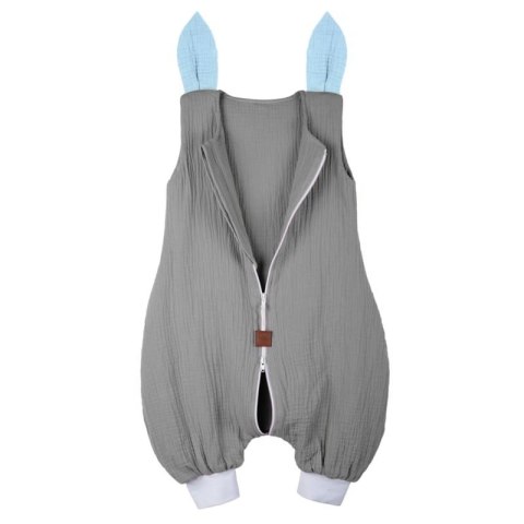 Hi Little One śpiworek do spania z nogawkami dla Niemowlaka TOG 1,0 BIO muślin SLEEPY BUNNY Gray/Baby Blue roz M Hi Little One śpiworek do spania z nogawkami dla Niemowlaka TOG 1,0 BIO muślin SLEEPY BUNNY Gray/Baby Blue roz M