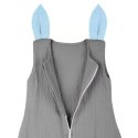 Hi Little One śpiworek do spania z nogawkami dla Niemowlaka TOG 1,0 BIO muślin SLEEPY BUNNY Gray/Baby Blue roz M Hi Little One śpiworek do spania z nogawkami dla Niemowlaka TOG 1,0 BIO muślin SLEEPY BUNNY Gray/Baby Blue roz M