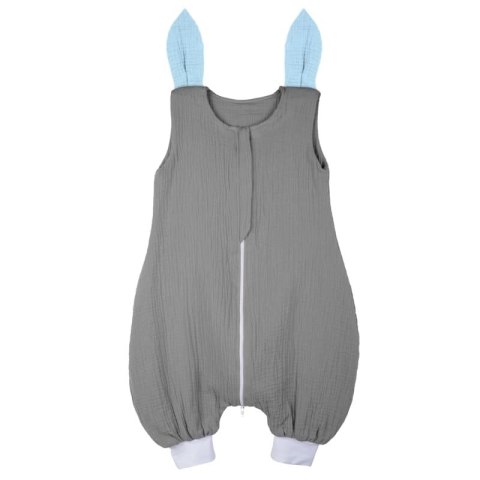 Hi Little One śpiworek do spania z nogawkami dla Niemowlaka TOG 1,0 BIO muślin SLEEPY BUNNY Gray/Baby Blue roz M Hi Little One śpiworek do spania z nogawkami dla Niemowlaka TOG 1,0 BIO muślin SLEEPY BUNNY Gray/Baby Blue roz M