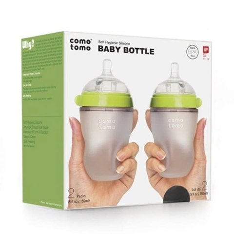 COMOTOMO - 2 antykolkowe butelki silikonowe MOM'S BREAST 250 ml Green BABY 2 pack COMOTOMO - 2 antykolkowe butelki silikonowe MOM'S BREAST 250 ml Green BABY 2 pack