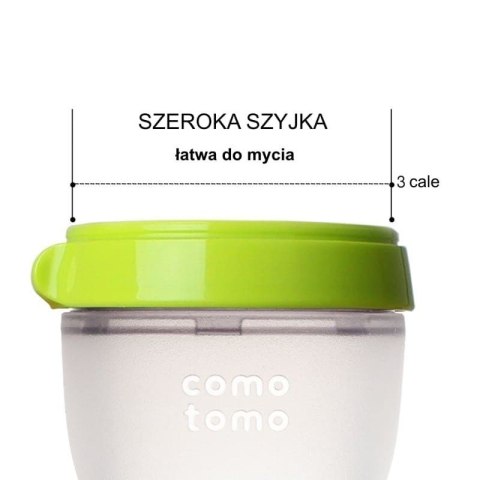 COMOTOMO - 2 antykolkowe butelki silikonowe MOM'S BREAST 250 ml Green BABY 2 pack COMOTOMO - 2 antykolkowe butelki silikonowe MOM'S BREAST 250 ml Green BABY 2 pack
