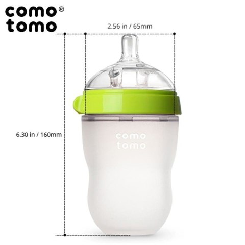 COMOTOMO - 2 antykolkowe butelki silikonowe MOM'S BREAST 250 ml Green BABY 2 pack COMOTOMO - 2 antykolkowe butelki silikonowe MOM'S BREAST 250 ml Green BABY 2 pack