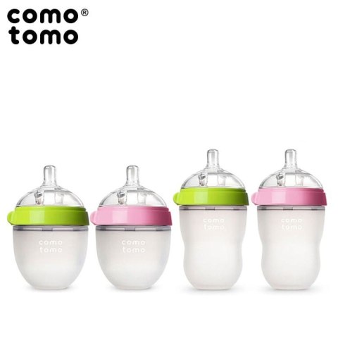 COMOTOMO - 2 antykolkowe butelki silikonowe MOM'S BREAST 250 ml Green BABY 2 pack COMOTOMO - 2 antykolkowe butelki silikonowe MOM'S BREAST 250 ml Green BABY 2 pack