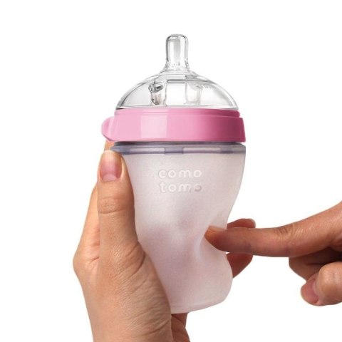 COMOTOMO - 2 antykolkowe butelki silikonowe MOM'S BREAST 250 ml Pink BABY COMOTOMO - 2 antykolkowe butelki silikonowe MOM'S BREAST 250 ml Pink BABY