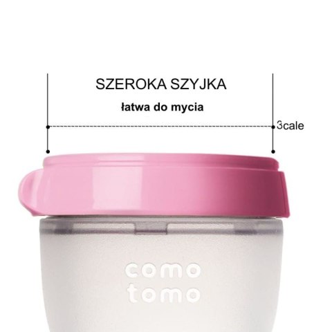 COMOTOMO - 2 antykolkowe butelki silikonowe MOM'S BREAST 250 ml Pink BABY COMOTOMO - 2 antykolkowe butelki silikonowe MOM'S BREAST 250 ml Pink BABY