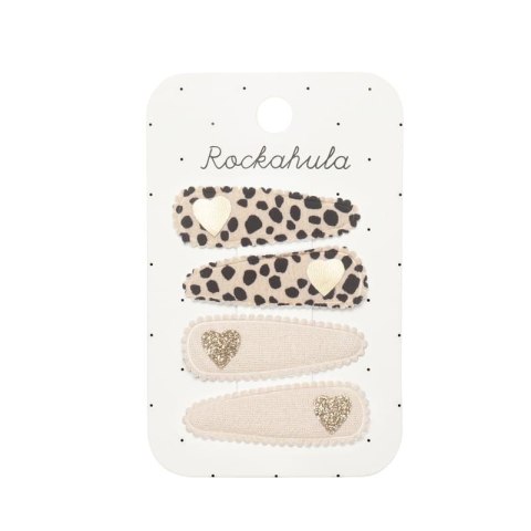 Rockahula Kids spinki do włosów dla dziewczynki 4 szt. Leopard Heart Fabric Rockahula Kids spinki do włosów dla dziewczynki 4 szt. Leopard Heart Fabric