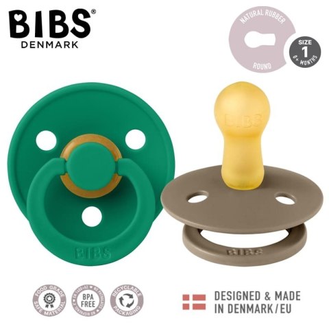 BIBS COLOUR 2-PACK DARK OAK & EVERGREEN M Smoczek Uspokajający kauczuk Hevea BIBS COLOUR 2-PACK DARK OAK & EVERGREEN M Smoczek Uspokajający kauczuk Hevea