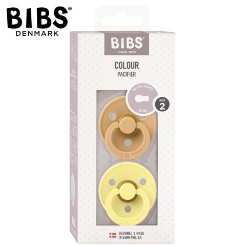 BIBS COLOUR 2-PACK DESERT SAND & SUNSHINE M Smoczek Uspokajający kauczuk Hevea BIBS COLOUR 2-PACK DESERT SAND & SUNSHINE M Smoczek Uspokajający kauczuk Hevea