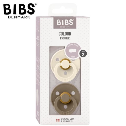 BIBS COLOUR 2-PACK IVORY & DARK OAK M Smoczek Uspokajający kauczuk Hevea BIBS COLOUR 2-PACK IVORY & DARK OAK M Smoczek Uspokajający kauczuk Hevea