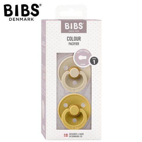 BIBS COLOUR 2-PACK VANILLA & MUSTARD S Smoczek Uspokajający kauczuk Hevea BIBS COLOUR 2-PACK VANILLA & MUSTARD S Smoczek Uspokajający kauczuk Hevea