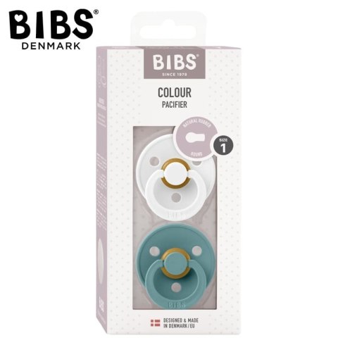 BIBS COLOUR 2-PACK WHITE & ISLAND SEA S Smoczek Uspokajający kauczuk Hevea BIBS COLOUR 2-PACK WHITE & ISLAND SEA S Smoczek Uspokajający kauczuk Hevea