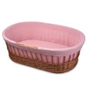 Hi Little One kosz Mojżesza wiklinowy wysoki ze stelażem + liner + materac + prześcieradło 5in1 BABY PINK Hi Little One kosz Mojżesza wiklinowy wysoki ze stelażem + liner + materac + prześcieradło 5in1 BABY PINK