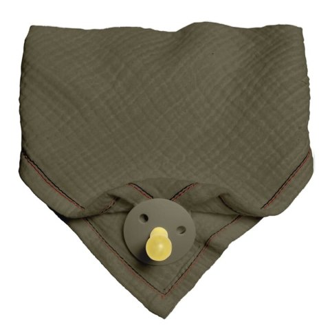 Hi Little One śliniak bandana z zawieszką na smoczek BIO bawełna Green Hunter Hi Little One śliniak bandana z zawieszką na smoczek BIO bawełna Green Hunter