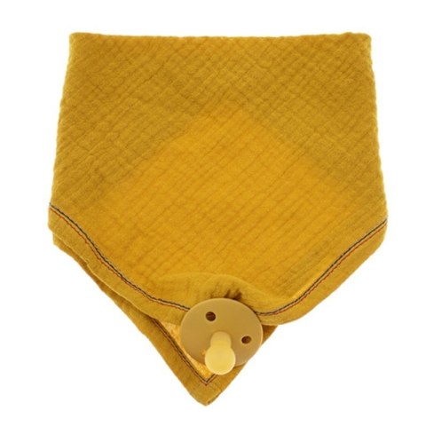 Hi Little One śliniak bandana z zawieszką na smoczek BIO bawełna Mustard Hi Little One śliniak bandana z zawieszką na smoczek BIO bawełna Mustard