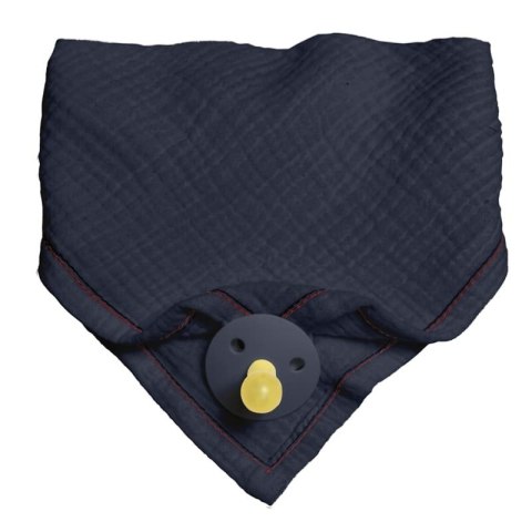 Hi Little One śliniak bandana z zawieszką na smoczek BIO bawełna Navy Hi Little One śliniak bandana z zawieszką na smoczek BIO bawełna Navy